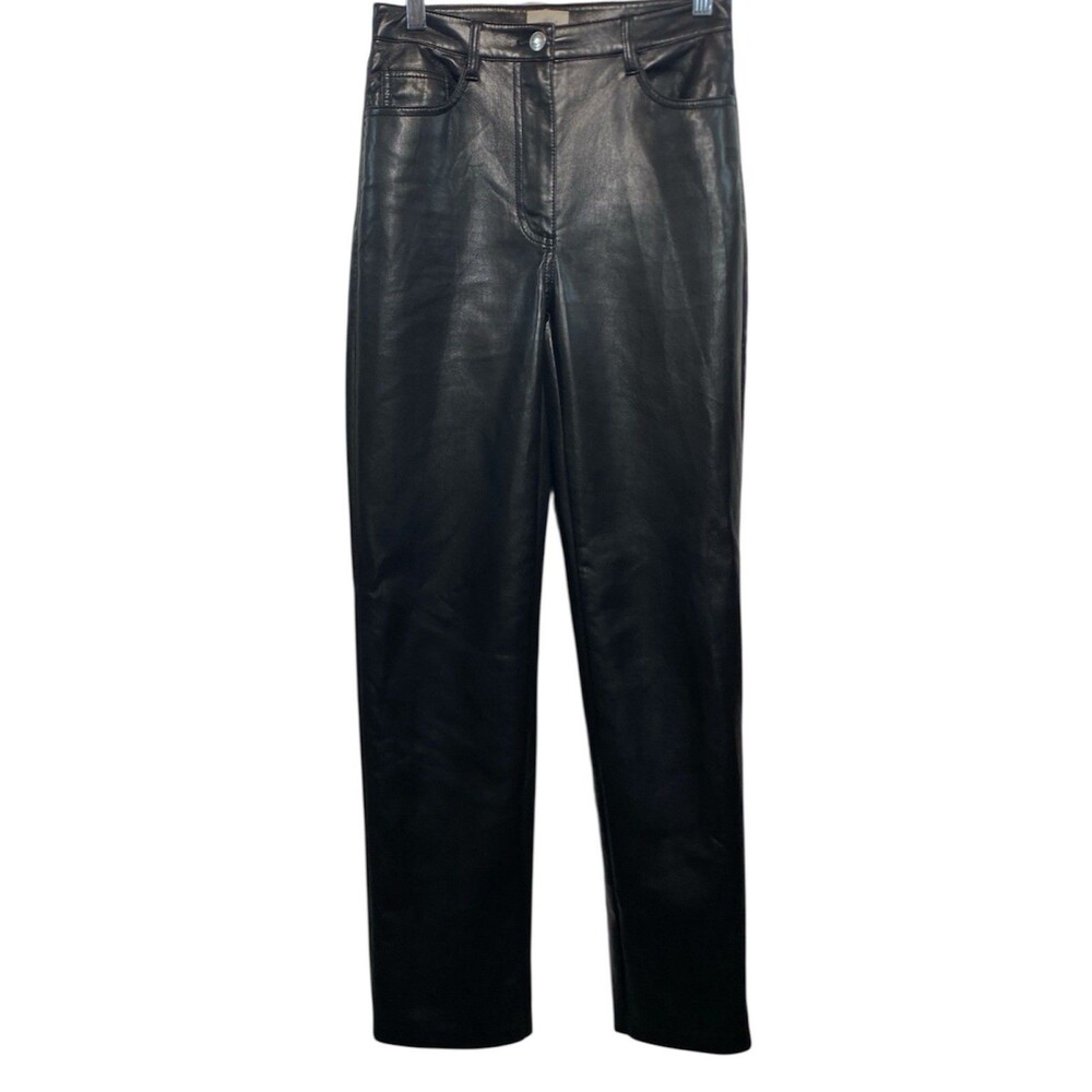Aritzia Wilfred Pants Womens Size 2 Melina Faux Vegan Leather Black Straight